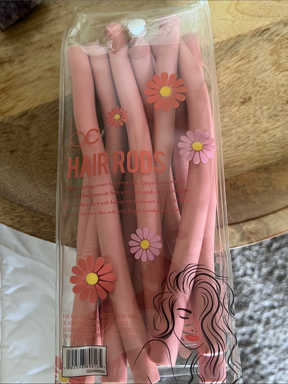 OC Pink Flexible Hair Rods for Heat-Free Styling 12 count